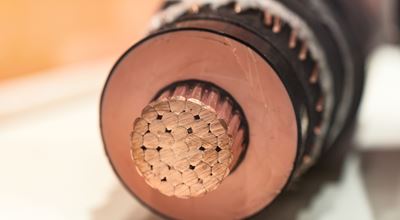 Close-up of high voltage cable